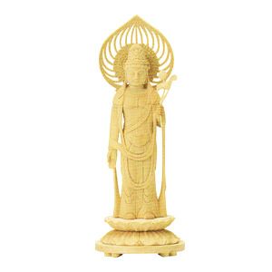 仏像 白木 丸台座 聖観音菩薩 宝珠光背 3.0～6.0