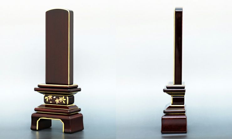 位牌　蒔絵の位牌　紫檀 黒檀　桜