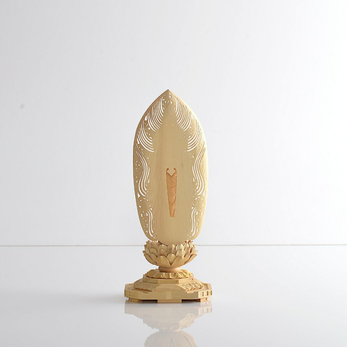 △仏具 木製彫り【阿弥陀如来 舟形光背 立像】高さ36cm 繊細な彫 仏像